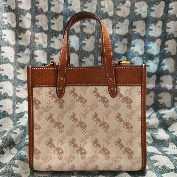 Coach Horse And Carriage Print White And Brown Bag - Picture 4 of 11